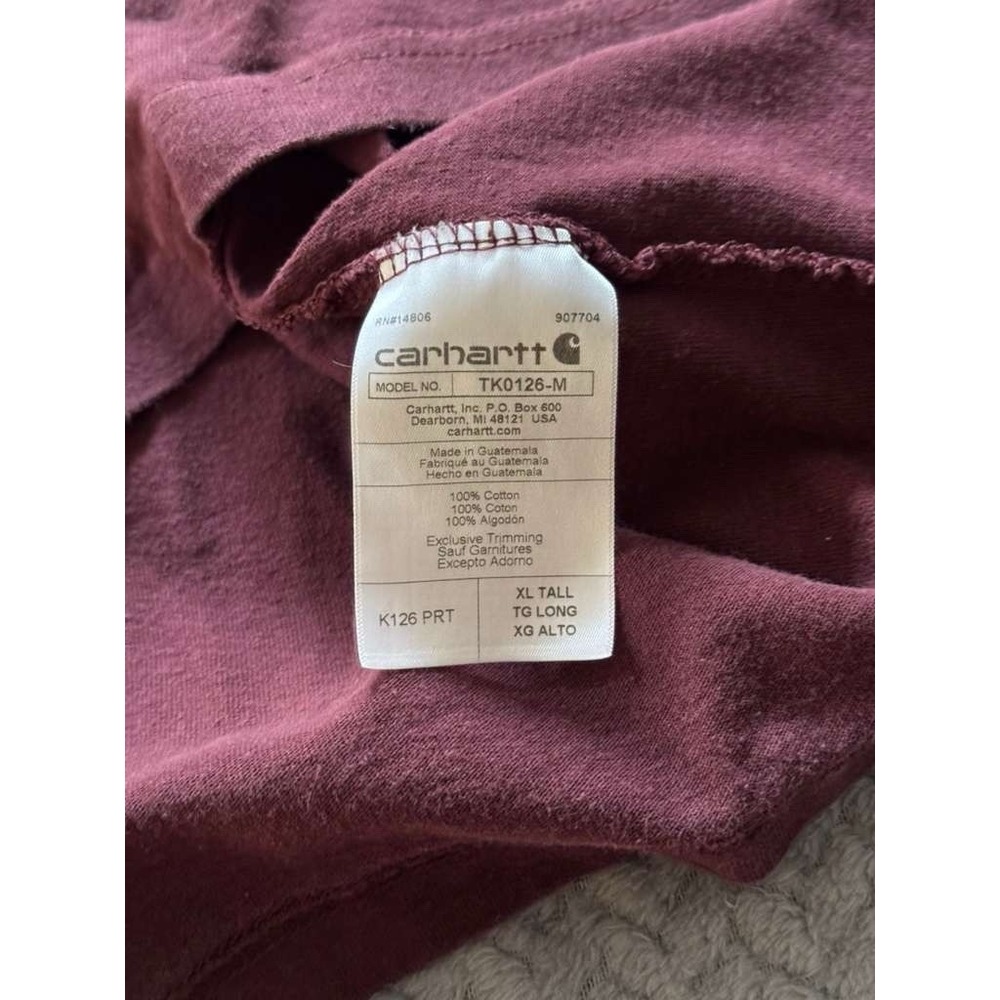 Carhartt Mens Burgundy Original Fit Long Sleeve Outdoor Casual Top Size‎ XL - Picture 5 of 9